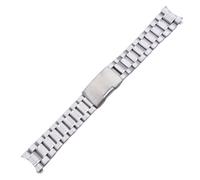 ROUREOX Universal 5-Bead Solid All-Steel Watch Strap, Metal Bracelet, Butterfly Clasp, Curved-End Watch Accessories-Silver 14MM