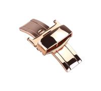 ROUREOX Universal Butterfly Clasp Solid Stainless Steel Buckle, Double Push Button Deployment - Leather Watch Strap Accessories-Rose Gold 14mm