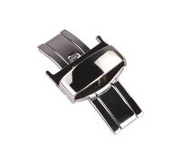 ROUREOX Universal Butterfly Clasp Solid Stainless Steel Buckle, Double Push Button Deployment - Leather Watch Strap Accessories-Silvery 22mm