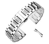 ROUREOX Universal Curved & Straight End Metal Watch Strap，Unisex Stainless Steel Replacement Watch Band for Longines Master Collection-Silver 16MM