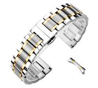 ROUREOX Universal Curved & Straight End Metal Watch Strap，Unisex Stainless Steel Replacement Watch Band for Longines Master Collection-Silver Gold 21MM