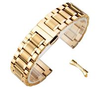 ROUREOX Universal Curved & Straight End Metal Watch Strap，Unisex Stainless Steel Replacement Watch Band for Longines Master Collection-Gold 16MM