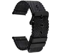 ROUREOX Universal Stainless Steel Replacement Watch Strap， Straight End Metal Pinhole Watch Bracelet for Seamaster/Breitling/Portugieser/Pilot’s Watch-Black 20MM