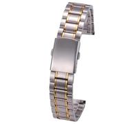 ROUREOX Universal Straight End Metal Watch Strap，Unisex Stainless Steel Replacement Watch Band-Silver Gold 12MM