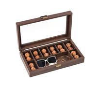 ROUREOX Vintage Brown Watch Presentation Box Collection Organizer Set Soft Lining Protective Case Storage Sleeve Box for Rolex/Omega/Cartier - E39*22 * 9cm