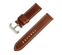 ROUREOX Vintage Genuine Leather Watch Strap Quick Release Replacement Watch Band with Heavy Duty Pre-V Buckle for Panerai Luminor Series-Yellowish Brown 24mm