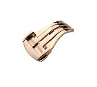 ROUREOX Watch Deployment Clasp Double Push Button Stainless Steel Replacement Buckle for Omega Seamaster Series-Rose Gold 16mm