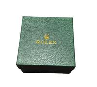 ROUREOX Watch Organiser Box Single Watch Case Green Wood Finish Leather Exterior Soft Protective Storage for Rolex Sky-Dweller