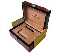 ROUREOX Watch Presentation Box Set Yellow Outer Carton Red Wood Grain Chest Tan Lining Protective Organiser for Patek Philippe