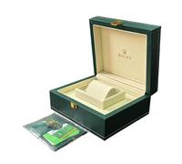 ROUREOX Watch Presentation Gift Set Green PU Leather Storage Box Complete Packaging Collection Display Case for Rolex