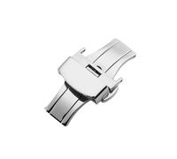 ROUREOX Watch Replacement Clasp Double Push Button Stainless Steel Butterfly Buckle for Seiko Tissot Omega CASIO-Silver 22mm