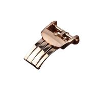 ROUREOX Watch Replacement Clasp Leather Watch Strap Stainless Steel Deployment Pin Buckle for Breitling Avenger Series-Rose Gold 18mm
