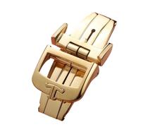 ROUREOX Watch Strap Replacement Buckle 18mm 316L Stainless Steel Folding Clasp for Jaeger-LeCoultre Master Ultra Thin-Gold