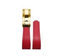 ROUREOX Water-Resistant Durable Silicone Replacement Strap for Rolex Daytona Oyster Deepsea-Red+Golden Buckle 20mm