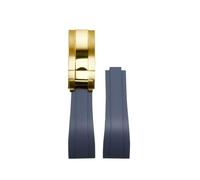 ROUREOX Water-Resistant Durable Silicone Replacement Strap for Rolex Daytona Sub Oyster Yacht-Master-Grey+Golden Buckle 21mm