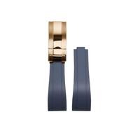 ROUREOX Water-Resistant Durable Silicone Replacement Strap for Rolex Daytona Submariner Oyster Yacht-Master Sea-Dweller-Grey+Rose Gold Buckle 21mm