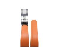 ROUREOX Water-Resistant Durable Silicone Replacement Strap for Rolex Daytona Submariner Oyster Yacht-Master Sea-Dweller-Orange+Silver Buckle 20mm