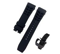 ROUREOX Water-Resistant Sweat-Proof Silicone Adjustable Replacement Band for Richard Mille-Black+Black Button 25mm