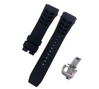 ROUREOX Water-Resistant Sweat-Proof Silicone Adjustable Replacement Band for Richard Mille-Black+Silver Buckle 25mm