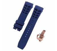 ROUREOX Water-Resistant Sweat-Proof Silicone Adjustable Replacement Band for Richard Mille-Deepblue+Gold Buckle 25mm