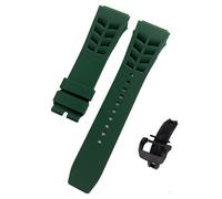 ROUREOX Water-Resistant Sweat-Proof Silicone Adjustable Replacement Band for Richard Mille-Green+Black Button 25mm