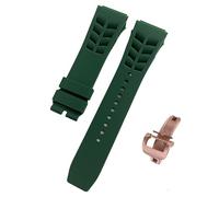 ROUREOX Water-Resistant Sweat-Proof Silicone Adjustable Replacement Band for Richard Mille-Green+Gold Buckle 25mm