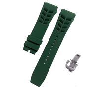 ROUREOX Water-Resistant Sweat-Proof Silicone Adjustable Replacement Band for Richard Mille-Green+Silver Buckle 25mm