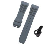 ROUREOX Water-Resistant Sweat-Proof Silicone Adjustable Replacement Band for Richard Mille-Grey+Black Buckle 25mm