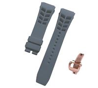 ROUREOX Water-Resistant Sweat-Proof Silicone Adjustable Replacement Band for Richard Mille-Grey+Gold Buckle 25mm