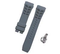ROUREOX Water-Resistant Sweat-Proof Silicone Adjustable Replacement Band for Richard Mille-Grey+Silver Buckle 25mm