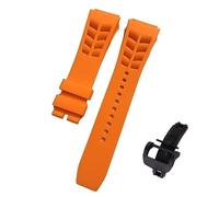 ROUREOX Water-Resistant Sweat-Proof Silicone Adjustable Replacement Band for Richard Mille-Orange+Black Button 25mm