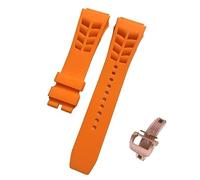 ROUREOX Water-Resistant Sweat-Proof Silicone Adjustable Replacement Band for Richard Mille-Orange+Gold Buckle 25mm