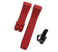 ROUREOX Water-Resistant Sweat-Proof Silicone Adjustable Replacement Band for Richard Mille-Red+Black Button 25mm