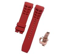 ROUREOX Water-Resistant Sweat-Proof Silicone Adjustable Replacement Band for Richard Mille-Red+Gold Buckle 25mm