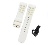 ROUREOX Water-Resistant Sweat-Proof Silicone Adjustable Replacement Band for Richard Mille-White+Black Button 25mm