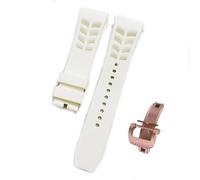 ROUREOX Water-Resistant Sweat-Proof Silicone Adjustable Replacement Band for Richard Mille-White+Gold Buckle 25mm