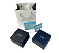 ROUREOX Weighted Single Watch Box Set Dark Textured Exterior Padded Interior White Gift Bag Card Manual Set for Seiko