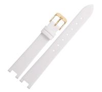 ROUREOX Women's Genuine Leather Watch Strap with Special Notched Connector Slim Replacement Watch Band for Swarovski Evil Eye-White + Gold 14x4mm