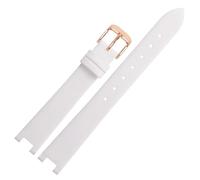 ROUREOX Women's Genuine Leather Watch Strap with Special Notched Connector Slim Replacement Watch Band for Swarovski Evil Eye-White + Rose Gold 12x4mm