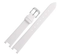 ROUREOX Women's Genuine Leather Watch Strap with Special Notched Connector Slim Replacement Watch Band for Swarovski Evil Eye-White + Silver 14x4mm