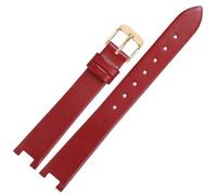 ROUREOX Women's Genuine Leather Watch Strap with Special Notched Connector Slim Replacement Watch Band for Swarovski Evil Eye-Red + Gold 14x4mm