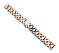 ROUREOX Women's Metal Replacement Watch Strap, Stainless Steel Butterfly Buckle Watch Bracelet for Longines PrimaLuna L8 Collection-Silver Rose Gold 18MM