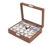 ROUREOX Wooden Watch Collector Storage Display Box Glass Viewing Window Soft Interior Multi Watch Organiser for Rolex/Omega/Cartier - 27 * 21.5 * 8cm