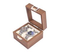 ROUREOX Wooden Watch Collector Storage Display Box Glass Viewing Window Soft Interior Multi Watch Organiser for Rolex/Omega/Cartier - 13 * 13 * 8cm