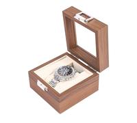 ROUREOX Wooden Watch Collector Storage Display Box Glass Viewing Window Soft Interior Multi Watch Organiser for Rolex/Omega/Cartier - 12 * 12 * 8cm