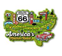 Route 66 America's Mother Road Map Magnet by Classic Magnets, 4.1" x 3", Collectible 3D Rubber Vintage-Style Souvenirs and Gifts Made in The USA