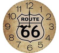 Route 66 Bar Wall Clock, Vintage Route Sixty Clock for Man, Farmhouse Wall Clock for Man Cave Garage, Man Gift Clock, Silent Non Ticking Clock Battery Operated 25CM