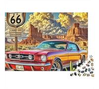 Route 66 Classic Car 1000 Piece Jigsaw Puzzle Puzzle Game for Family for Adults Paper Relaxation Decor 38x26cm/1000pcs