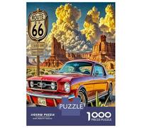 Route 66 Classic Vintage Car 1000 Piece Jigsaw Puzzle for Adults Paper Puzzle Game for Family Relaxing Home Decor 38x26cm/1000pcs
