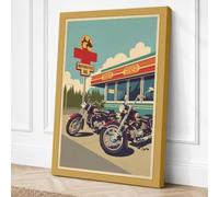 Route 66 Diner Vintage Canvas Wall Art Print 18x12 Inch (46 x 30 cm)